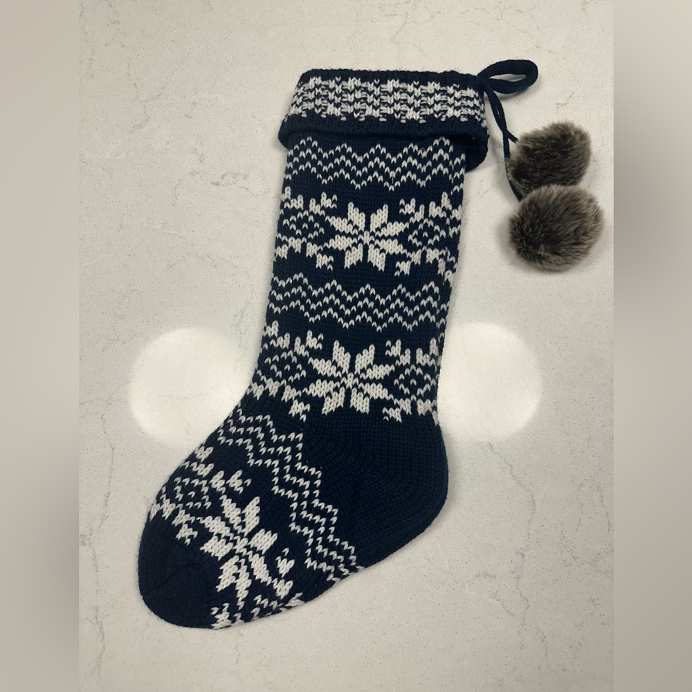 Wondershop navy blue knit fair isle stocking